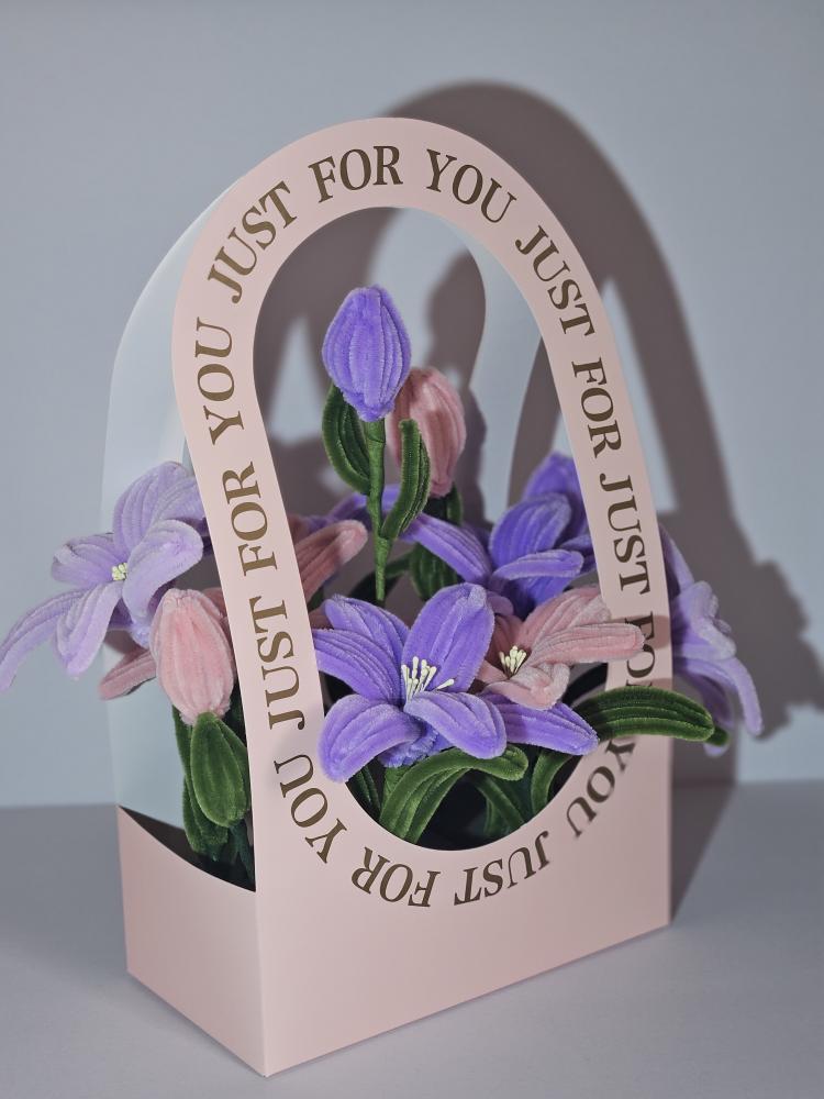 Handmade Purple & Pink Lily Flower Basket