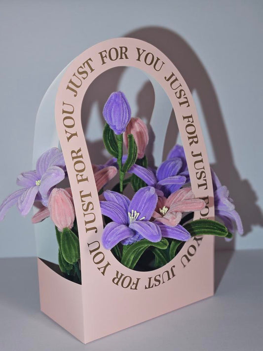Handmade Purple & Pink Lily Flower Basket