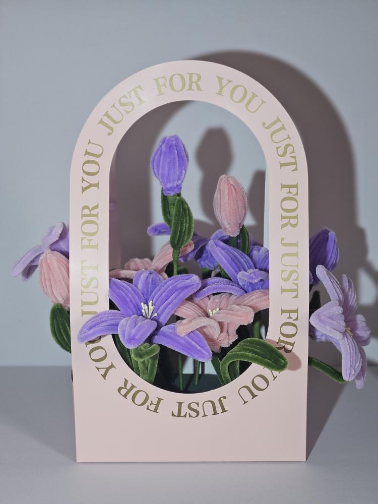 Handmade Purple & Pink Lily Flower Basket