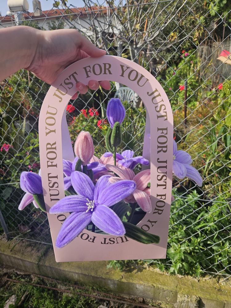 Handmade Purple & Pink Lily Flower Basket
