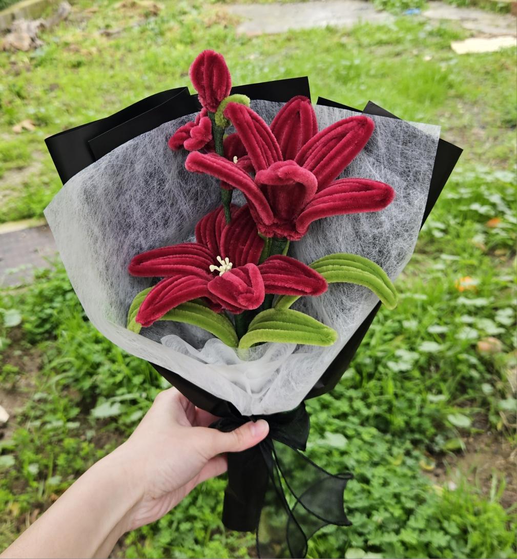 Everlasting Burgundy Lily Mini Bouquet