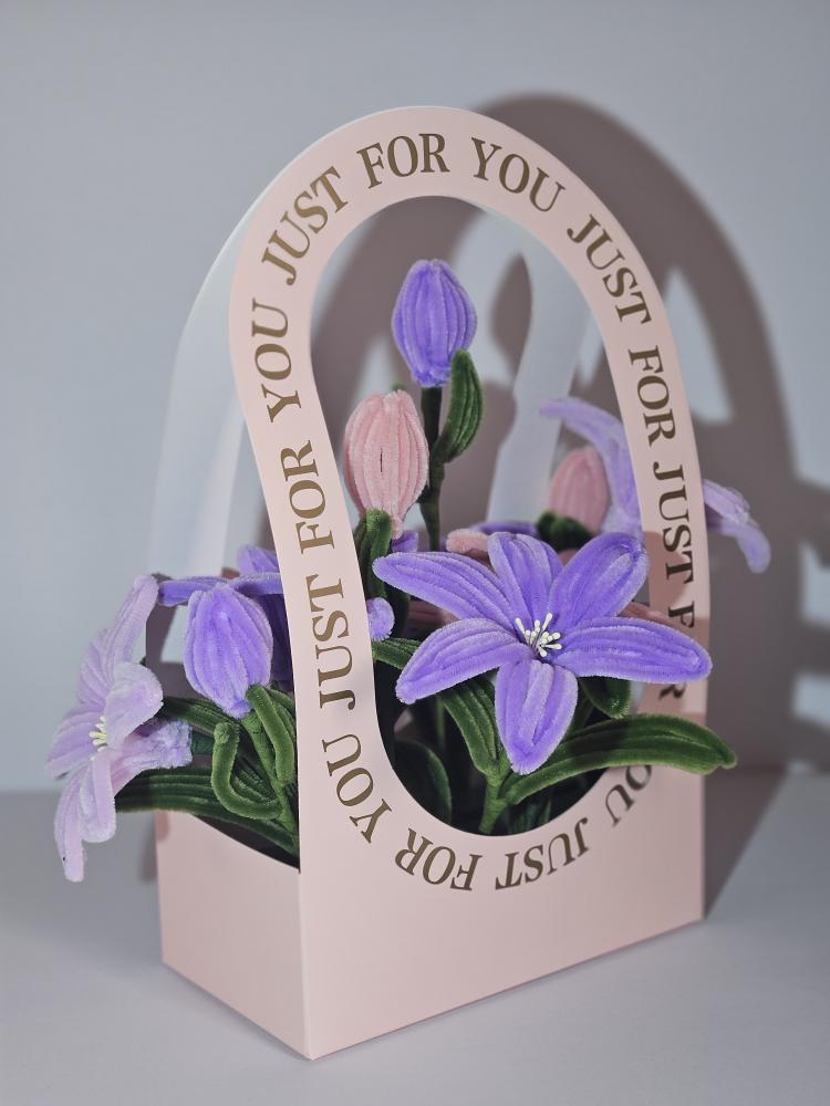 Handmade Purple & Pink Lily Flower Basket