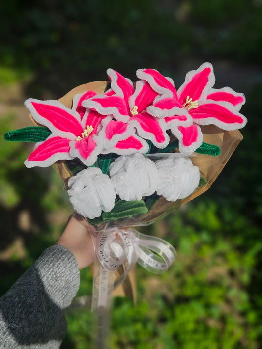 Everlasting Fuchsia & White Bouquet