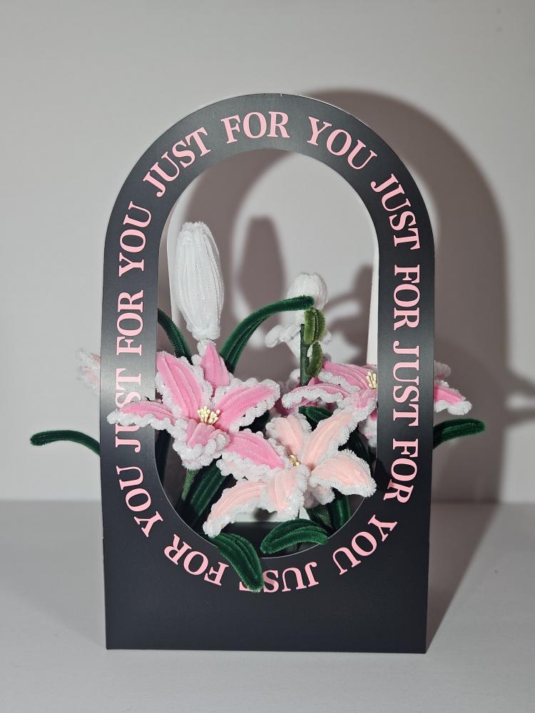 Handmade Pink & White Flower Basket