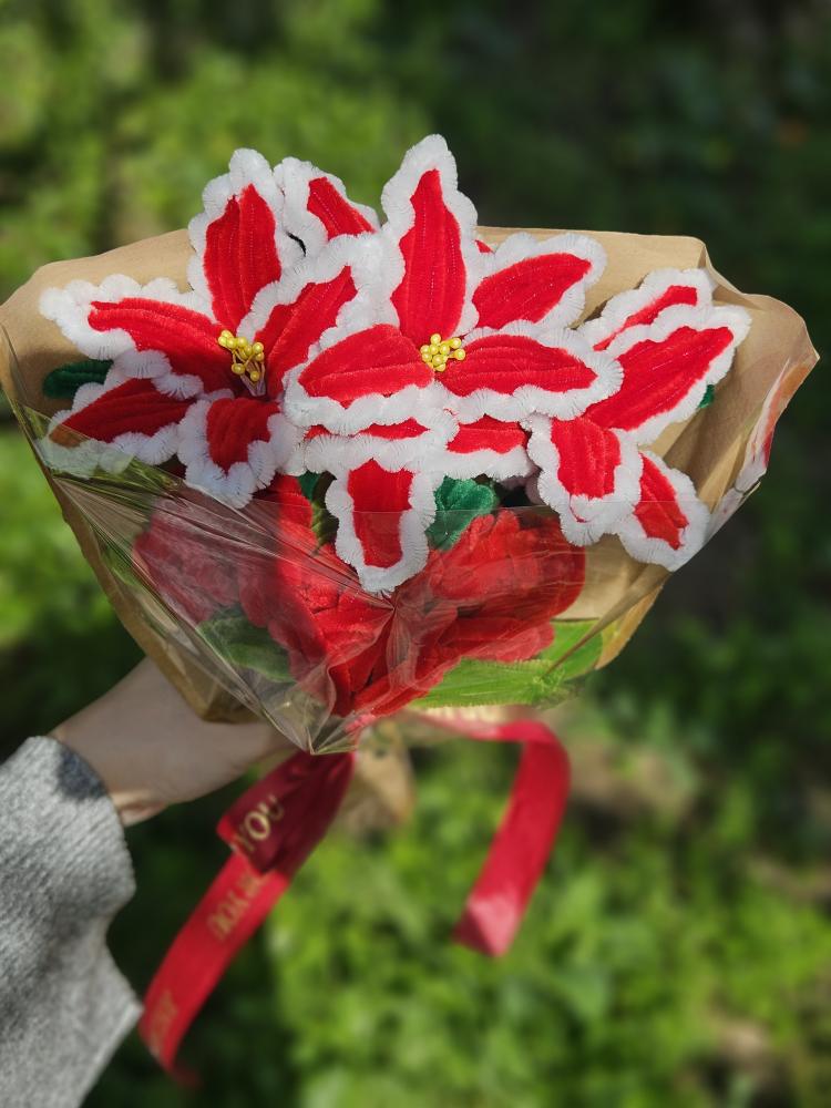 Everlasting Crimson & White Bouquet