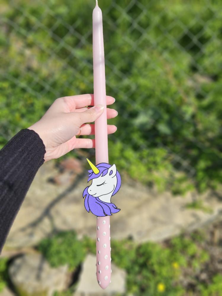 Πασχαλινή Λαμπάδα Unicorn – Χειροποίητη + λαμπαδοκούτι
