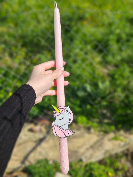 Πασχαλινή Λαμπάδα Unicorn – Χειροποίητη + λαμπαδοκούτι