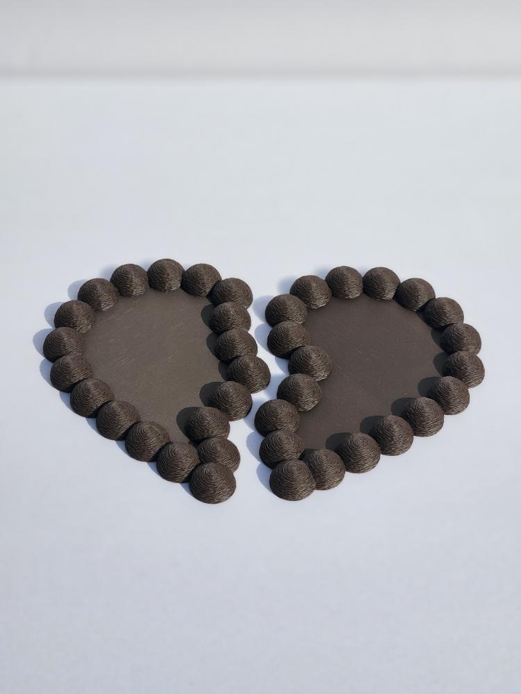 Fuzzy Texture Heart Trays Set – 3D Printed Minimalist Decorative Organizers