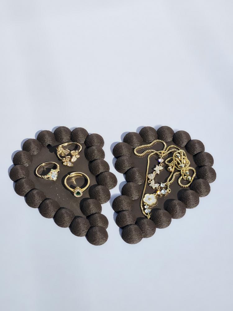 Fuzzy Texture Heart Trays Set – 3D Printed Minimalist Decorative Organizers