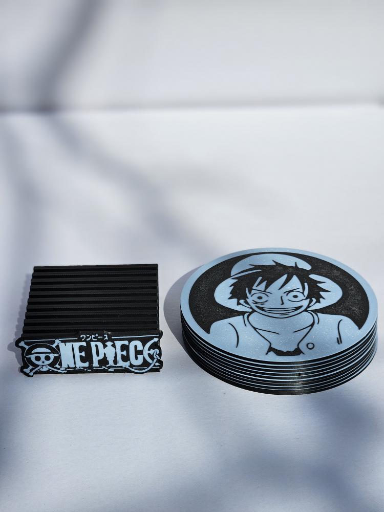 One Piece Coaster Set – 10 Character Coasters with Holder | 3D Printed Anime Drink Coaster Set