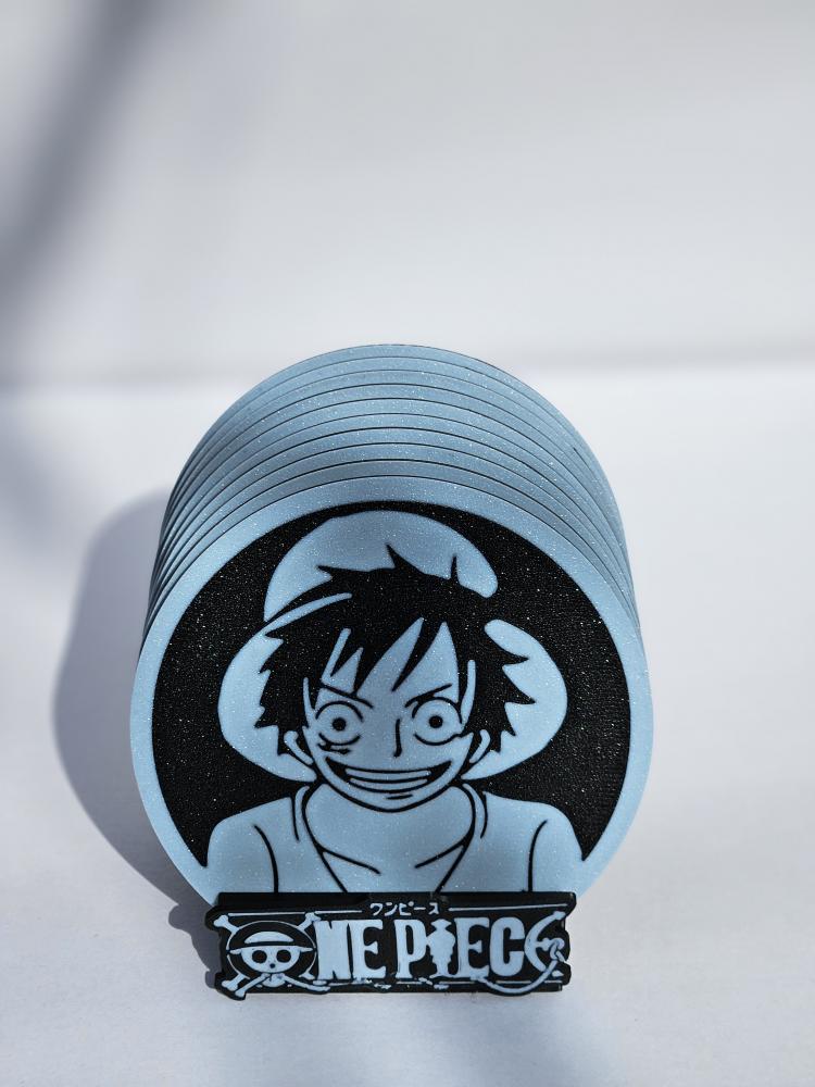 One Piece Coaster Set – 10 Character Coasters with Holder | 3D Printed Anime Drink Coaster Set