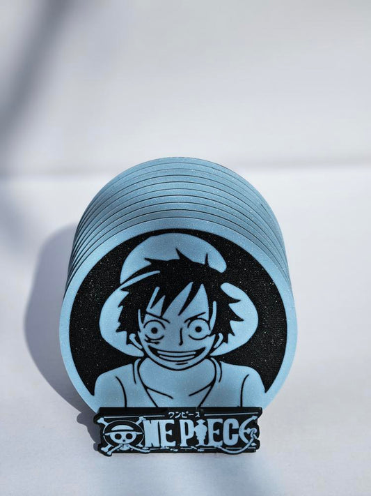 One Piece Coaster Set – 10 Character Coasters with Holder | 3D Printed Anime Drink Coaster Set
