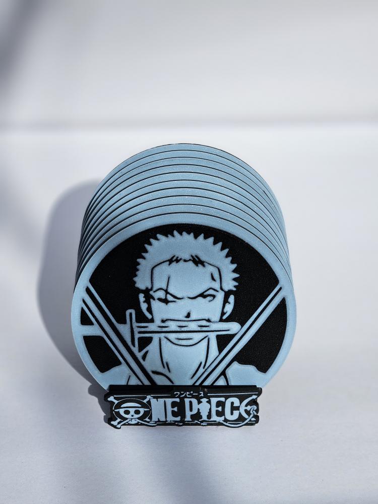 One Piece Coaster Set – 10 Character Coasters with Holder | 3D Printed Anime Drink Coaster Set