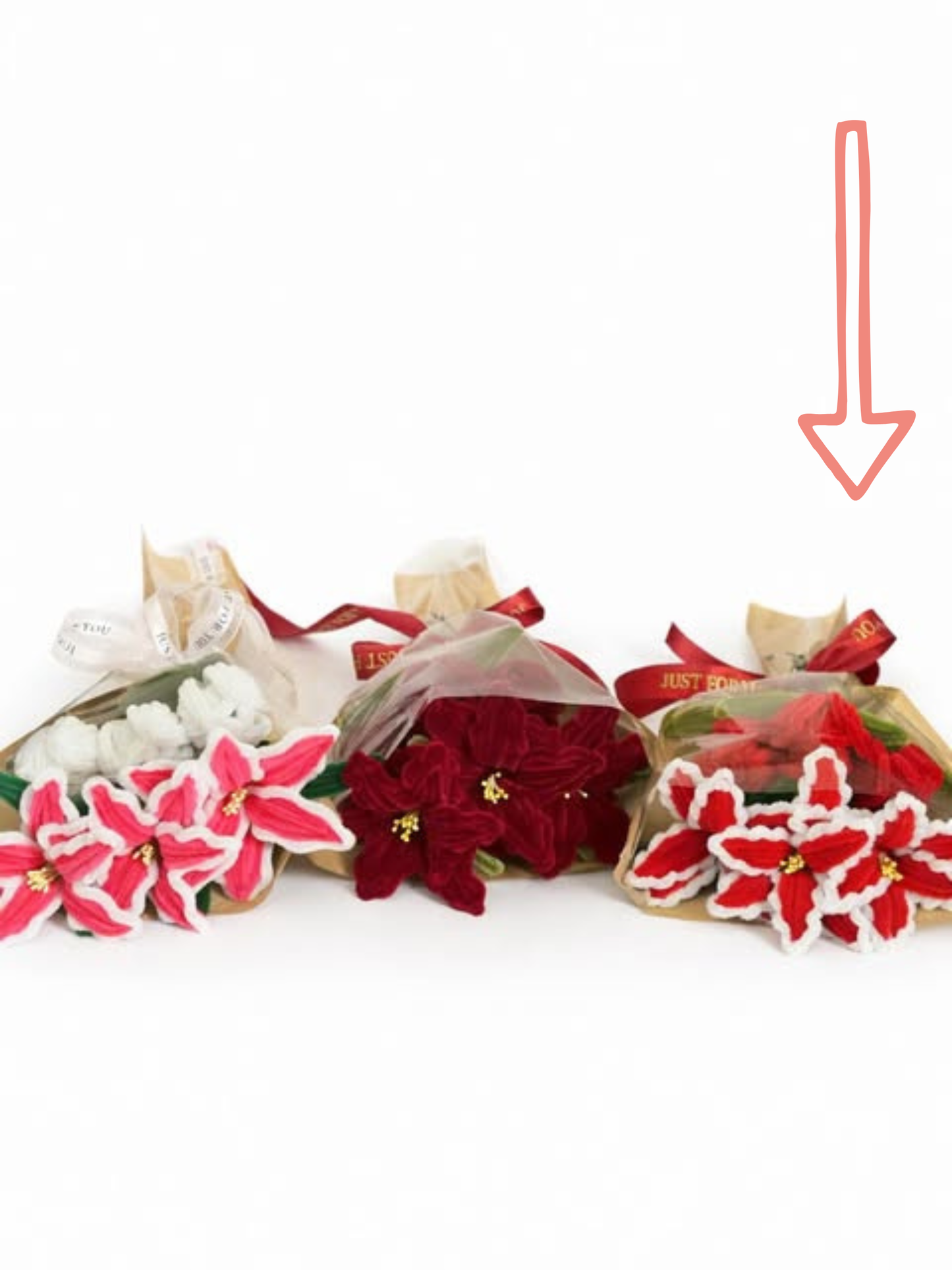 Everlasting Crimson & White Bouquet