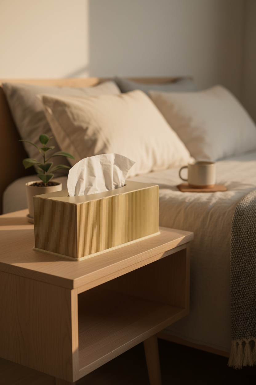 Ribbed Minimalist Tissue Box Cover