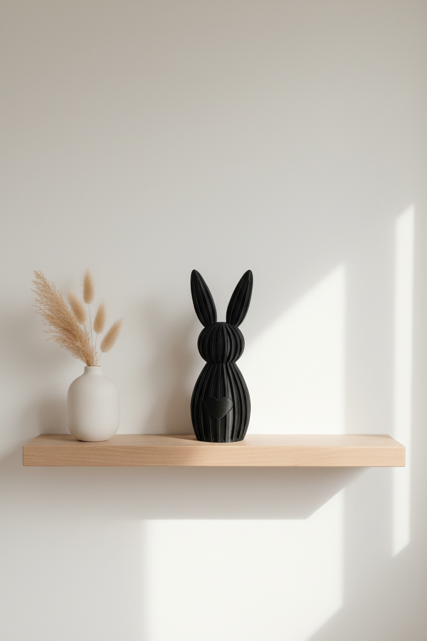 Ribbed Bunny Heart Decor