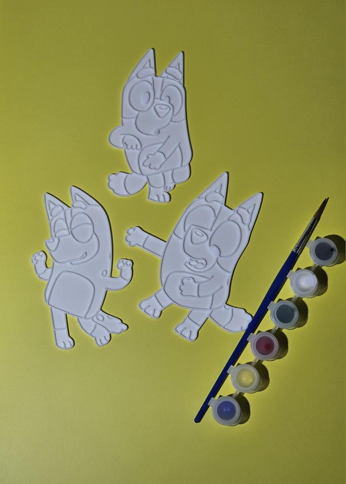 DIY Bluey-Inspired Painting Kit (3D Plates + Paints & Brush)