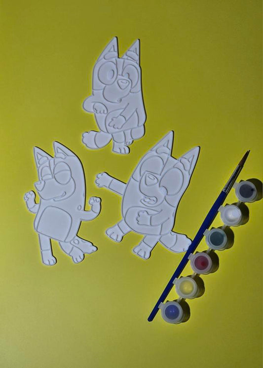 DIY Bluey-Inspired Painting Kit (3D Plates + Paints & Brush)