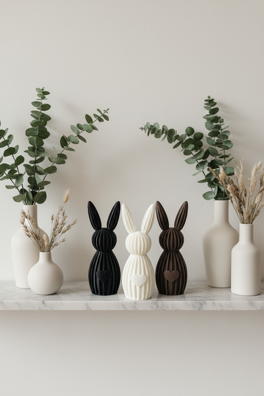 Ribbed Bunny Heart Decor