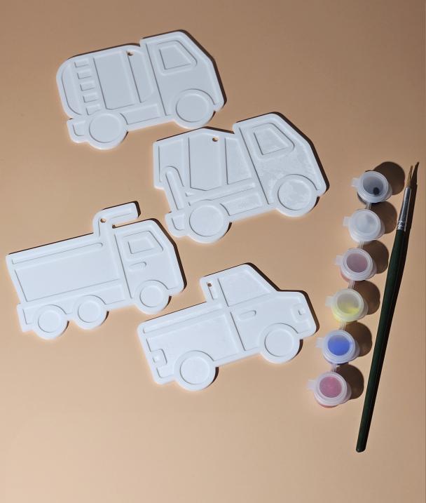 DIY Construction Painting Kit (3D Plates + Paints & Brush)