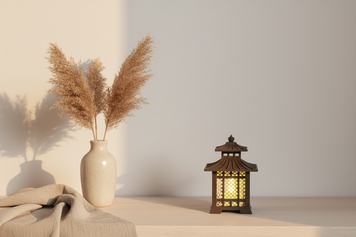Japanese-Inspired Decorative Lantern – Battery Candle Included