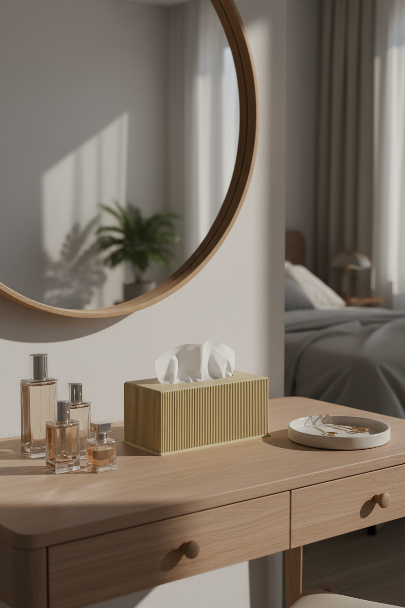 Ribbed Minimalist Tissue Box Cover