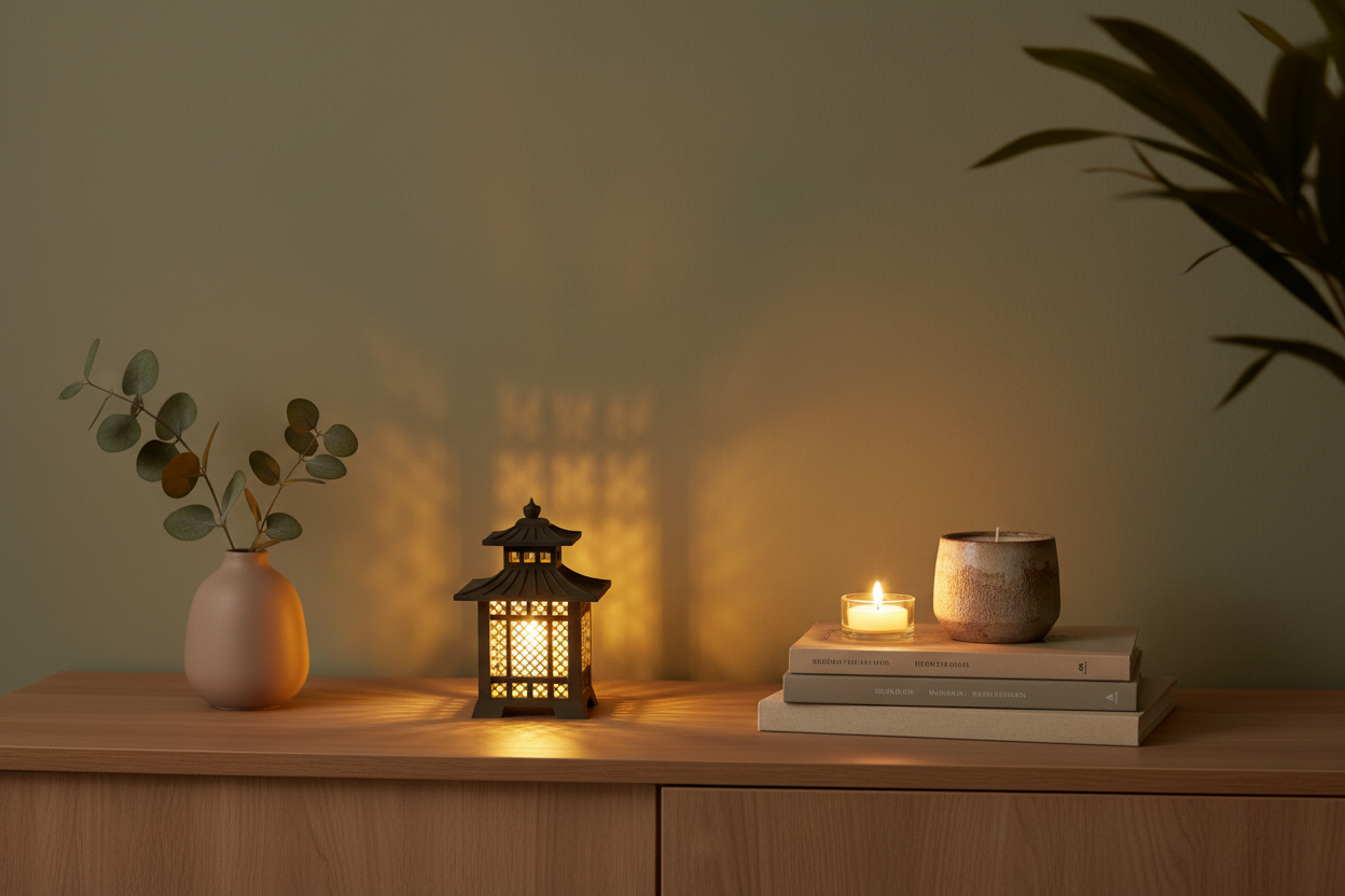 Japanese-Inspired Decorative Lantern – Battery Candle Included