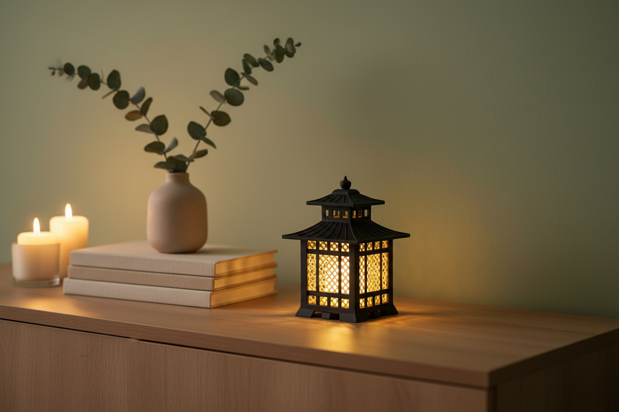 Japanese-Inspired Decorative Lantern – Battery Candle Included
