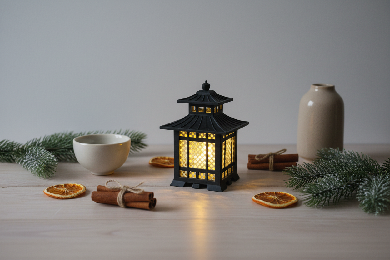 Japanese-Inspired Decorative Lantern – Battery Candle Included