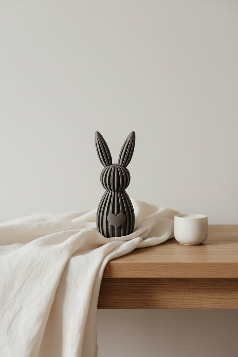 Ribbed Bunny Heart Decor