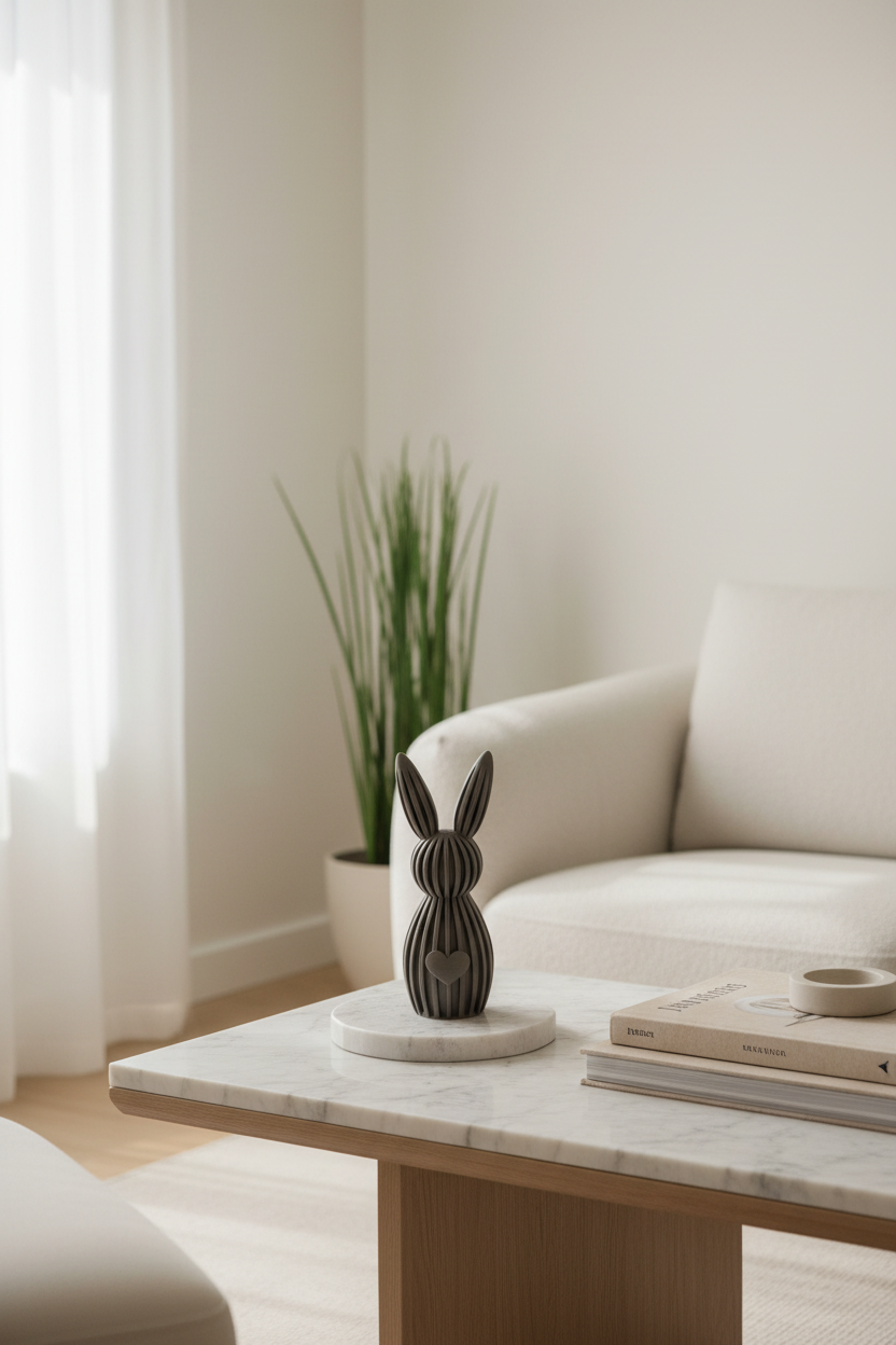 Ribbed Bunny Heart Decor