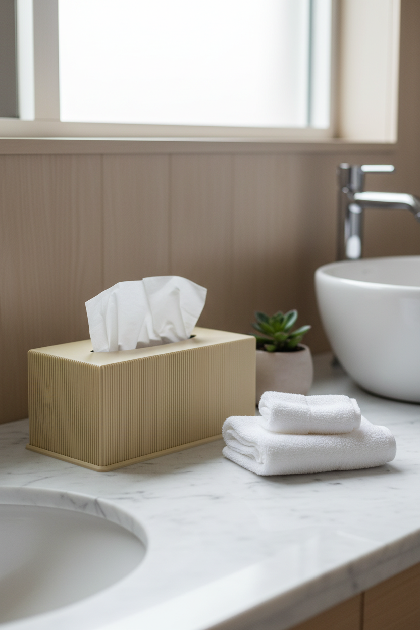 Ribbed Minimalist Tissue Box Cover