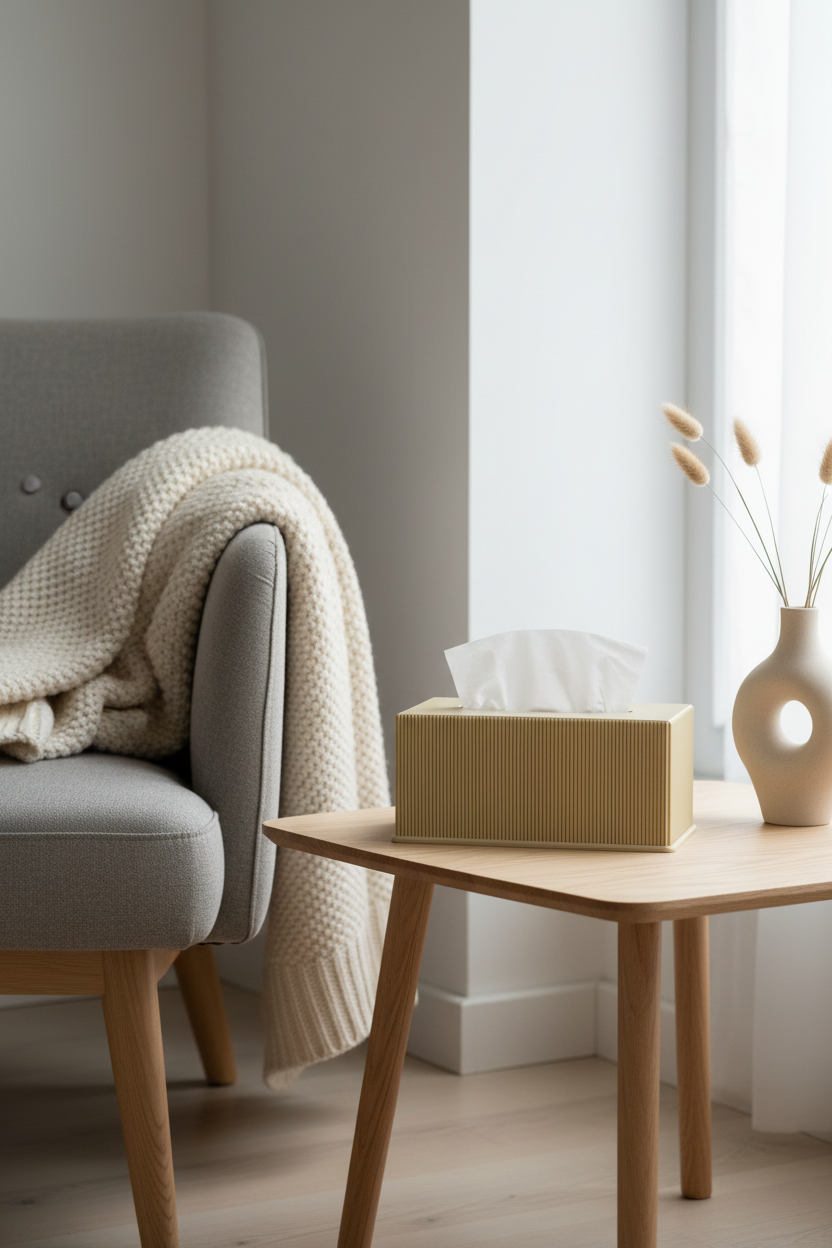 Ribbed Minimalist Tissue Box Cover