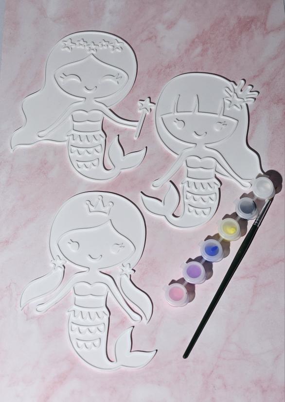 DIY Mermaid Painting Kit (3D Plates + Paints & Brush)
