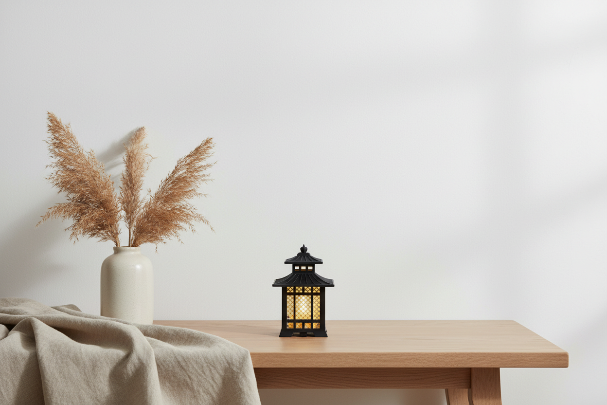 Japanese-Inspired Decorative Lantern – Battery Candle Included