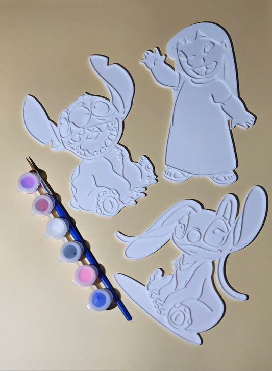 DIY Lilo & Stitch Painting Kit (3D Plates + Paints & Brush)