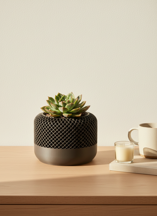 Textured Diamond Planter – Modern 3D Printed Pot