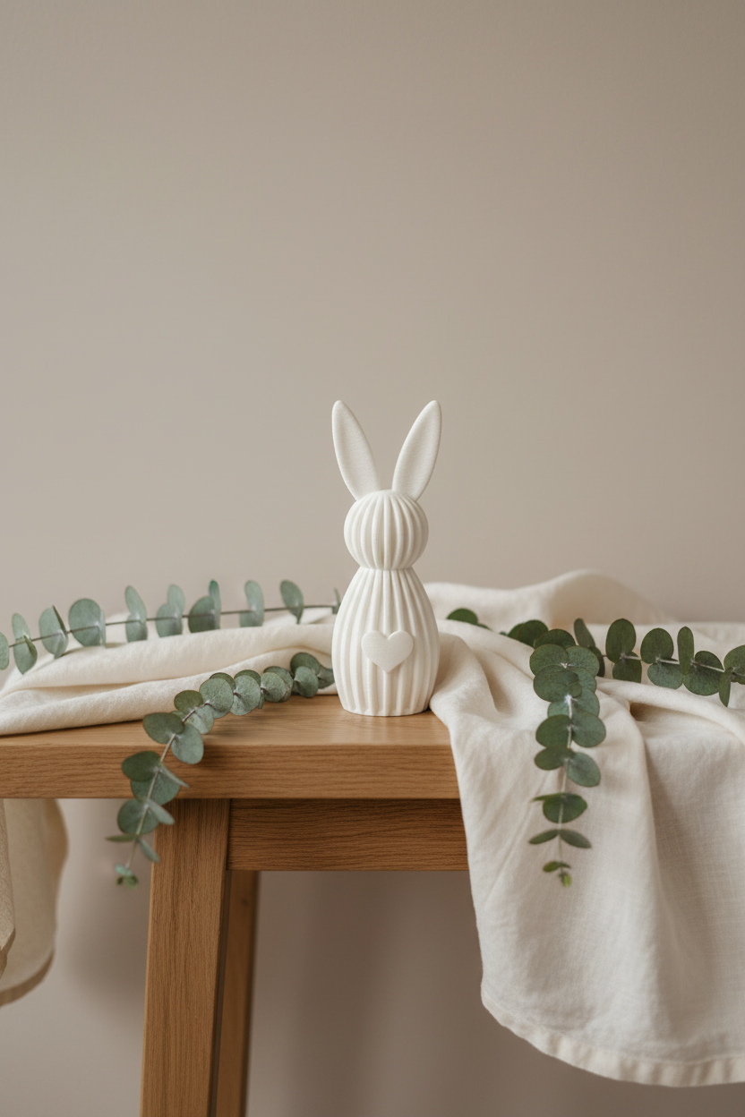 Ribbed Bunny Heart Decor