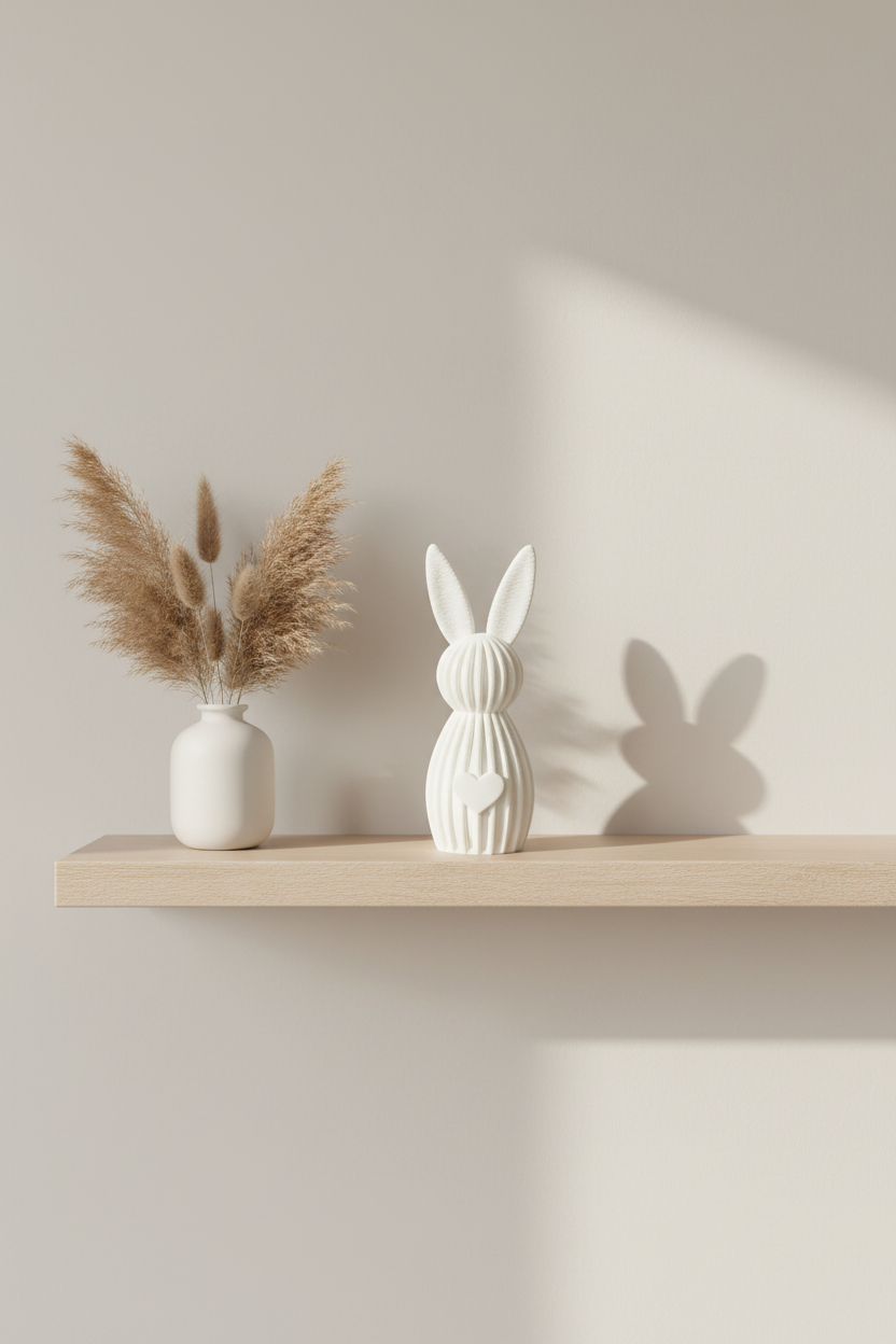 Ribbed Bunny Heart Decor